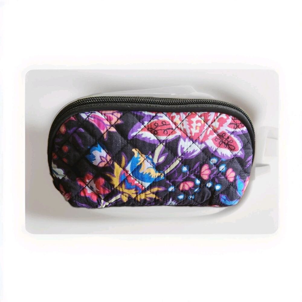 Vera Bradley Iconic 2 Piece Cosmetic Set Midnight Wildflowers - Picture 2 of 9